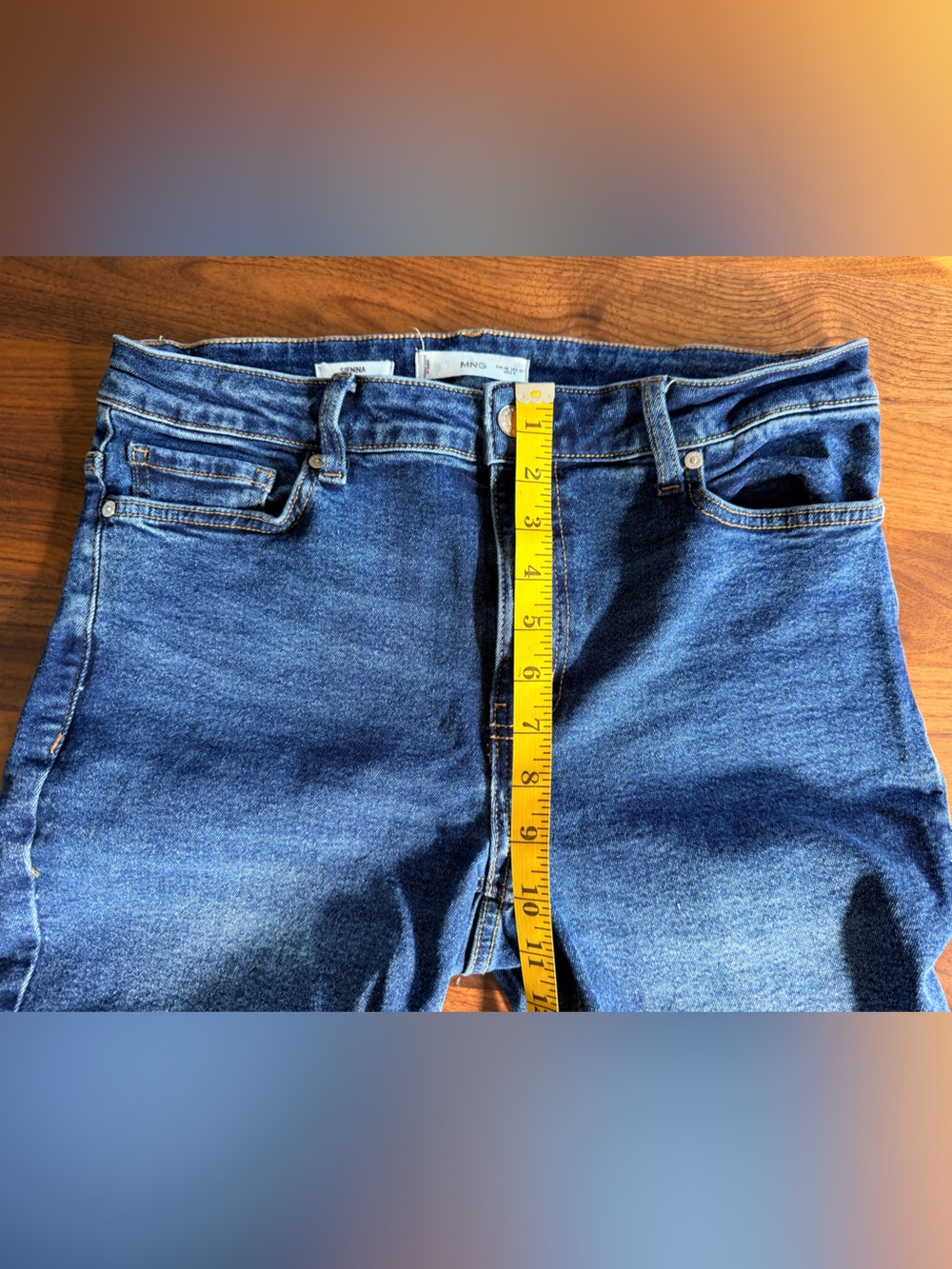Mango Sienna Dark Blue High-Rise cropped Flared Jeans - size 10 - Picture 5 of 6